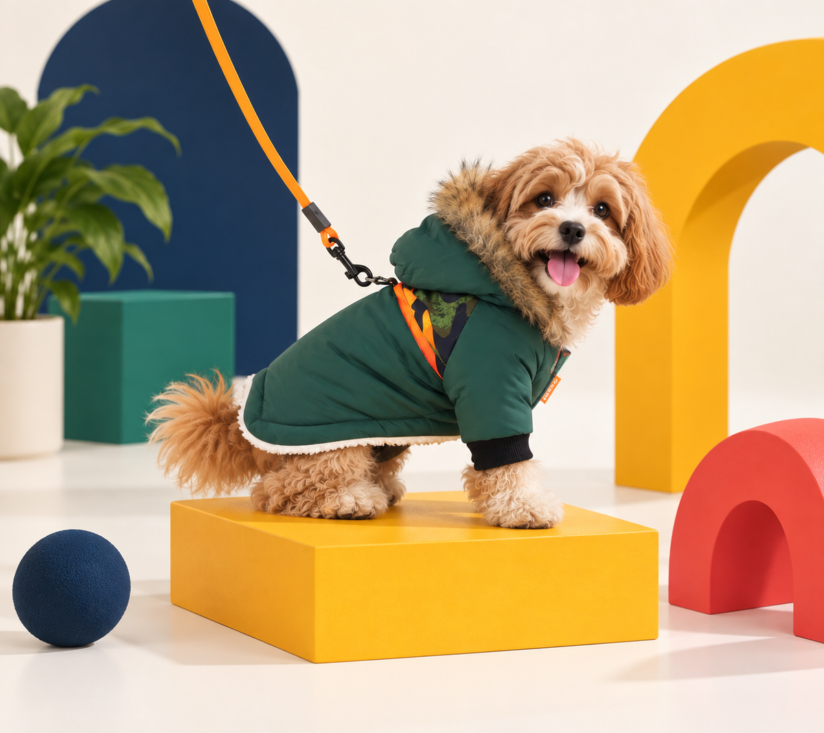 Manteau chaud avec laisse intégrée pour chien