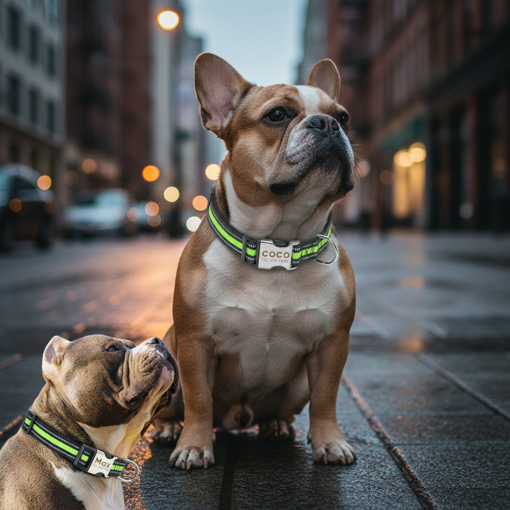 Collier réfléchissant personnalisé nylon pour chien sécurité nuit