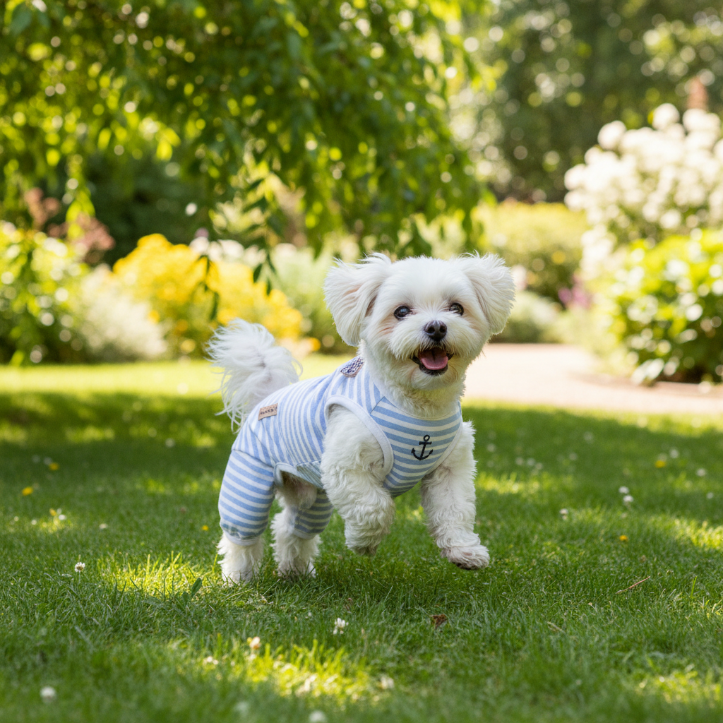 Vêtement d'été léger pour chien, cadre extérieur ensoleillé, lifestyle