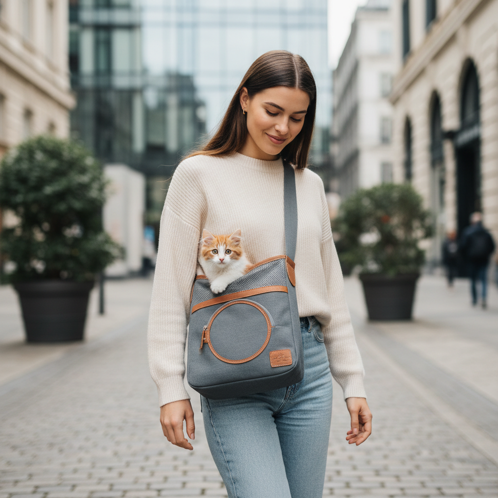 Sac bandoulière pour chien et chat avec poche téléphone multi-coloris